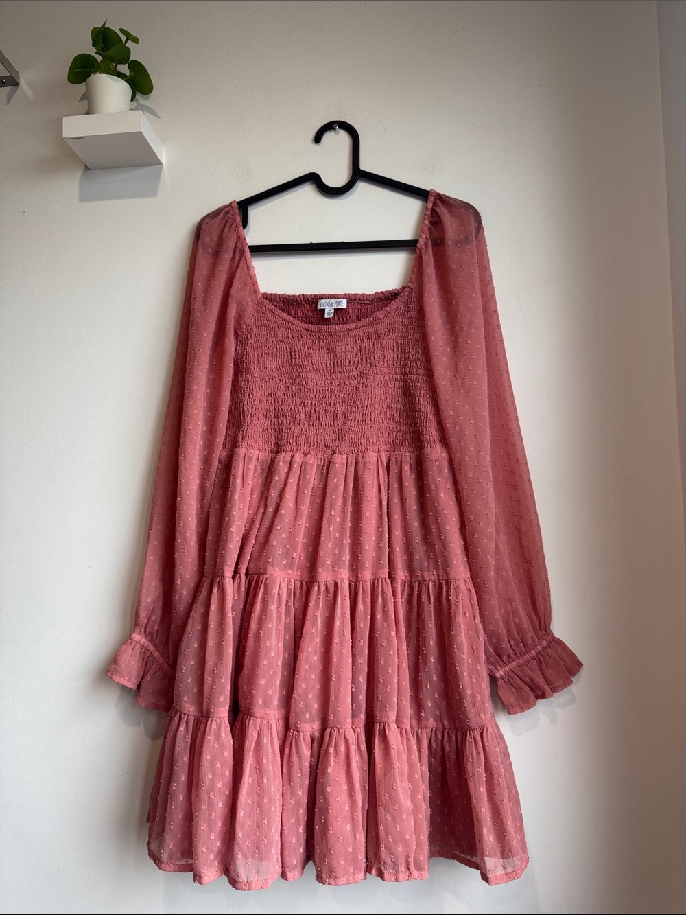 Patrons Of Peace Smocked Tiered Pink Swiss Dot Dress